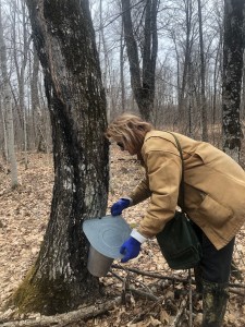 Linda removing the last pail.