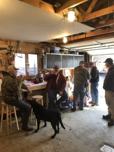 Bill, beggar Otis, Jimmy, Brad, Bob, and Mike recapping the day.