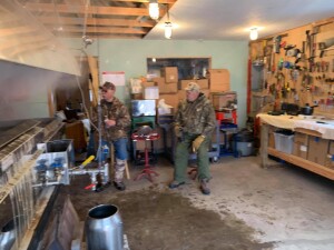 Bob and Bill rehashing the morning while I boil.