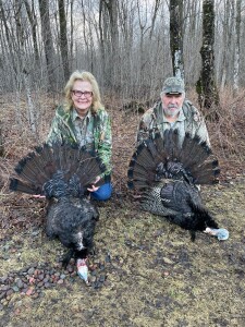 Jimmy and Linda with their turkeys.